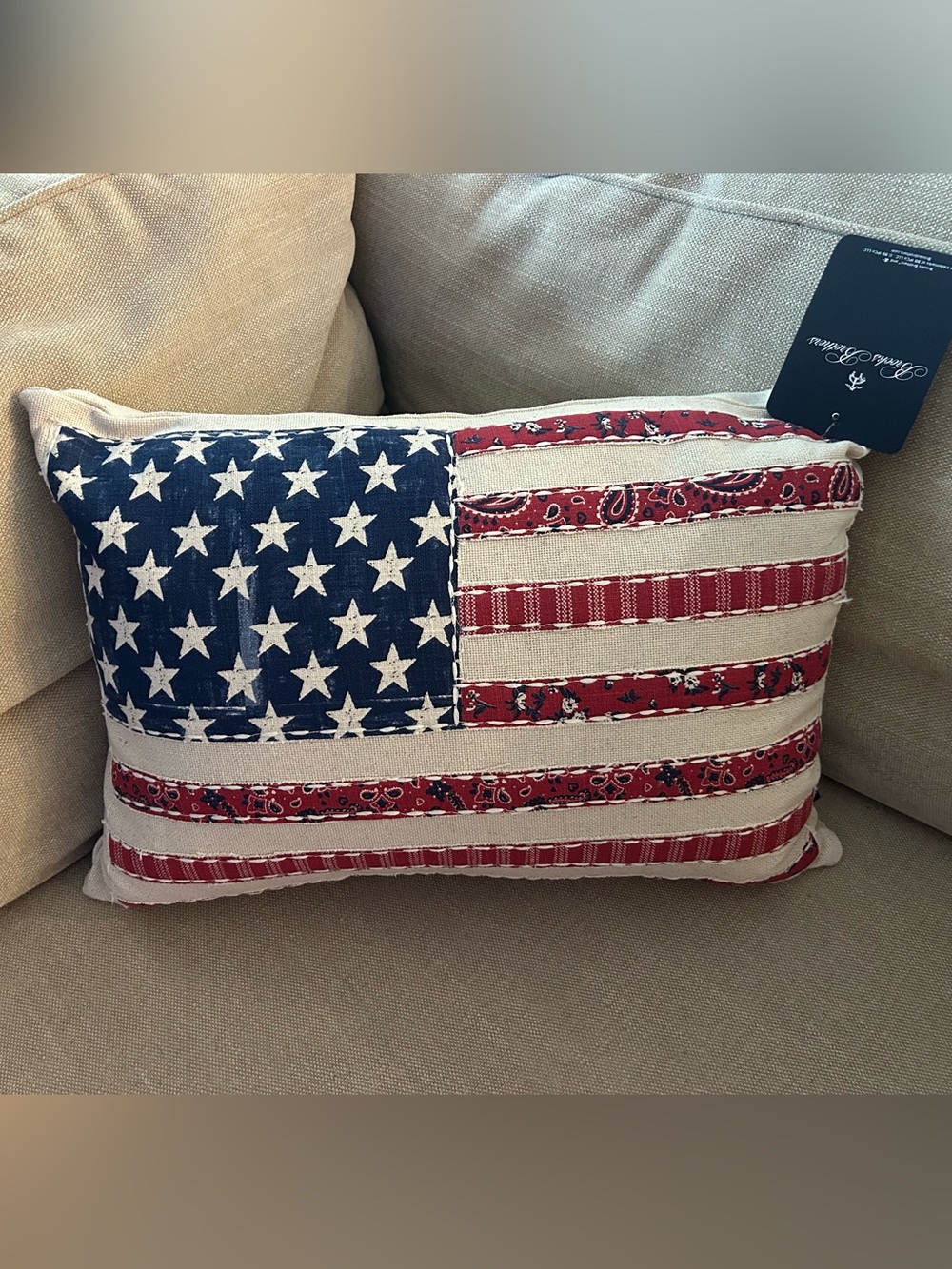 “New” Brooks Brothers Flag Striped Paisley Accent Pillow